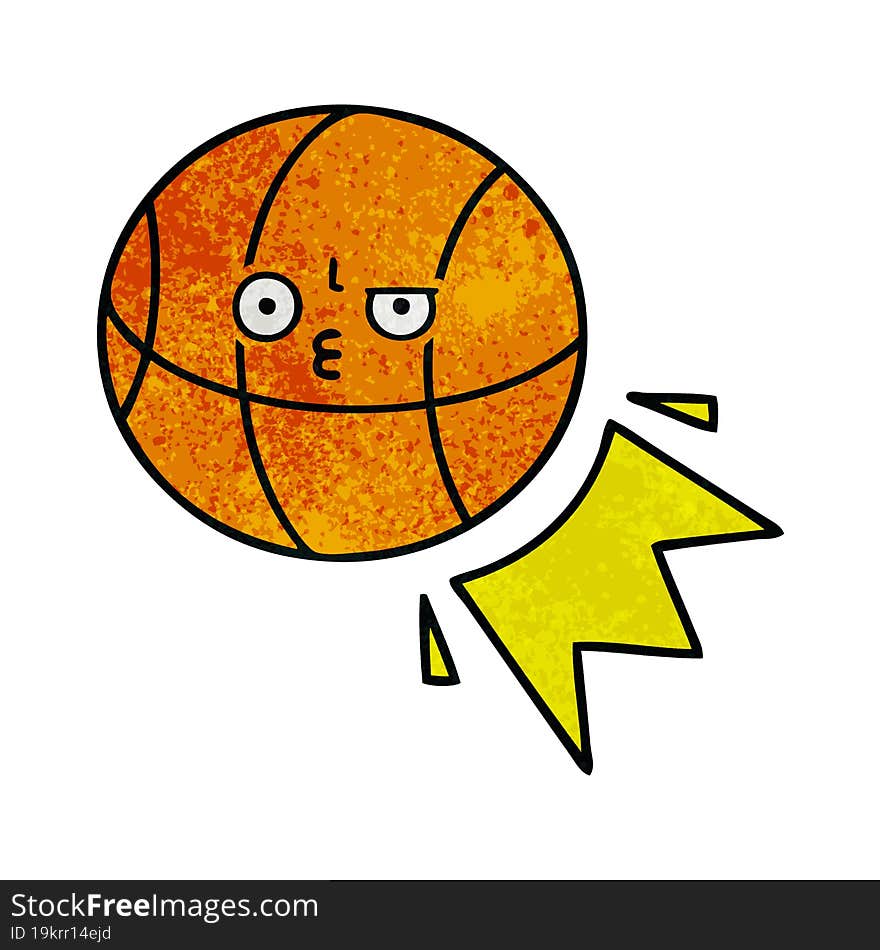 retro grunge texture cartoon of a basketball