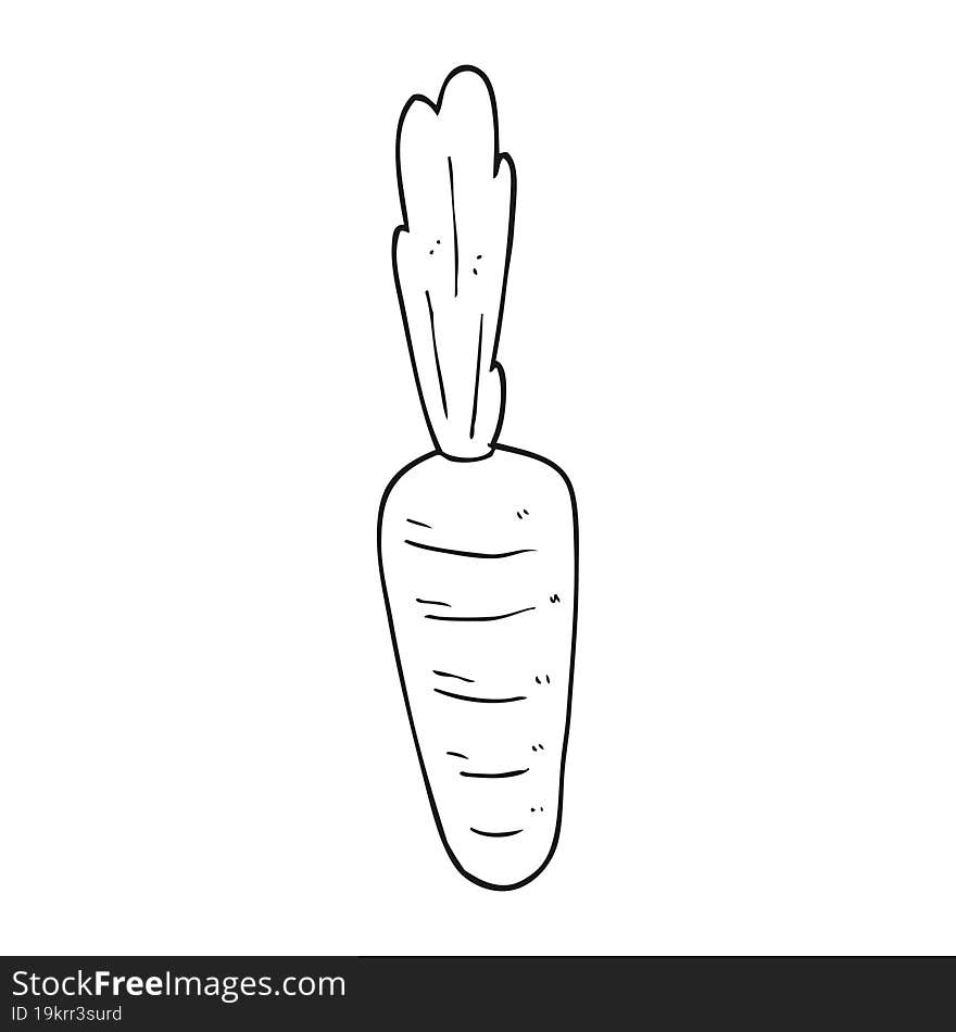 freehand drawn black and white cartoon carrot