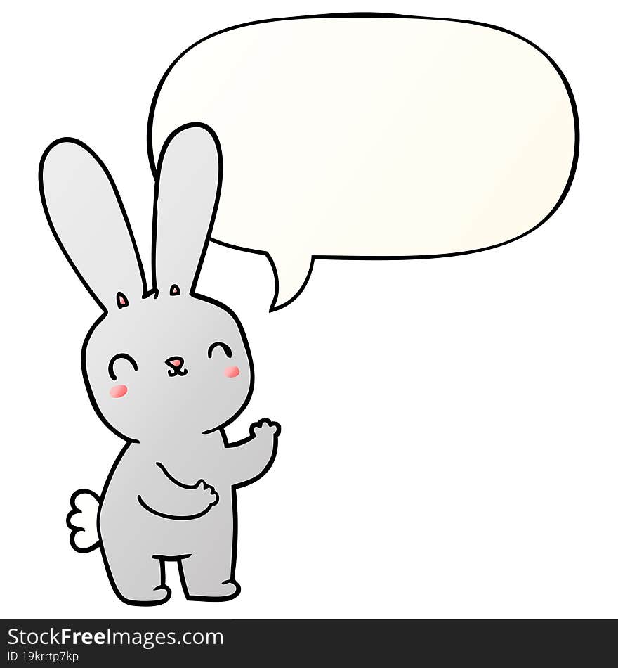 cute cartoon rabbit with speech bubble in smooth gradient style