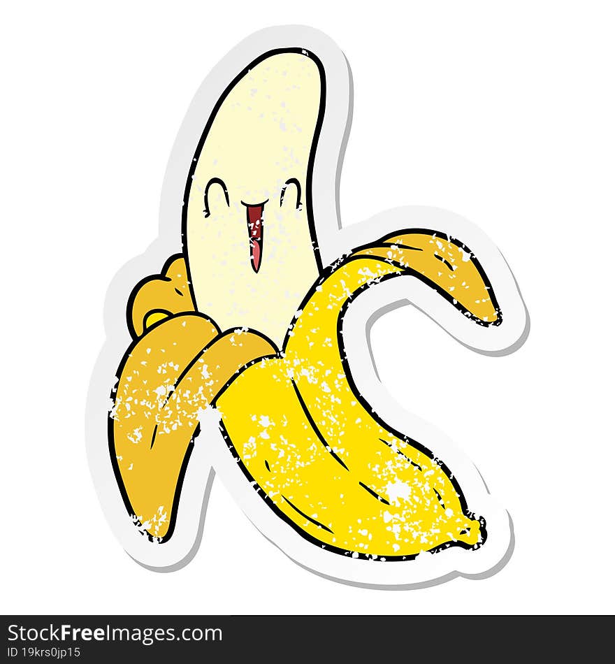 distressed sticker of a cartoon crazy happy banana