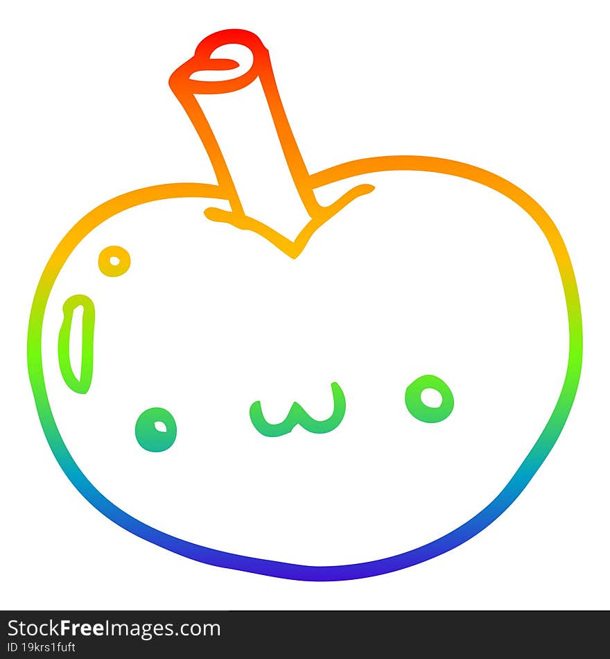 rainbow gradient line drawing cartoon apple