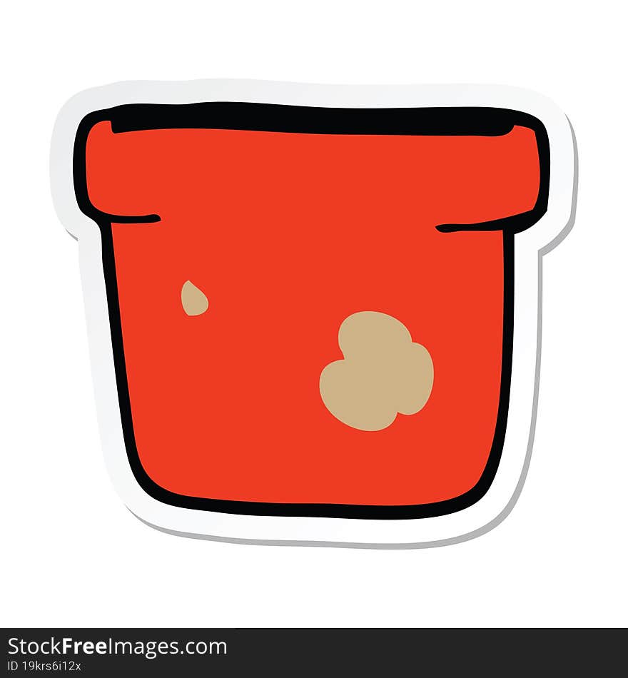 Sticker Of A Cartoon Plant Pot