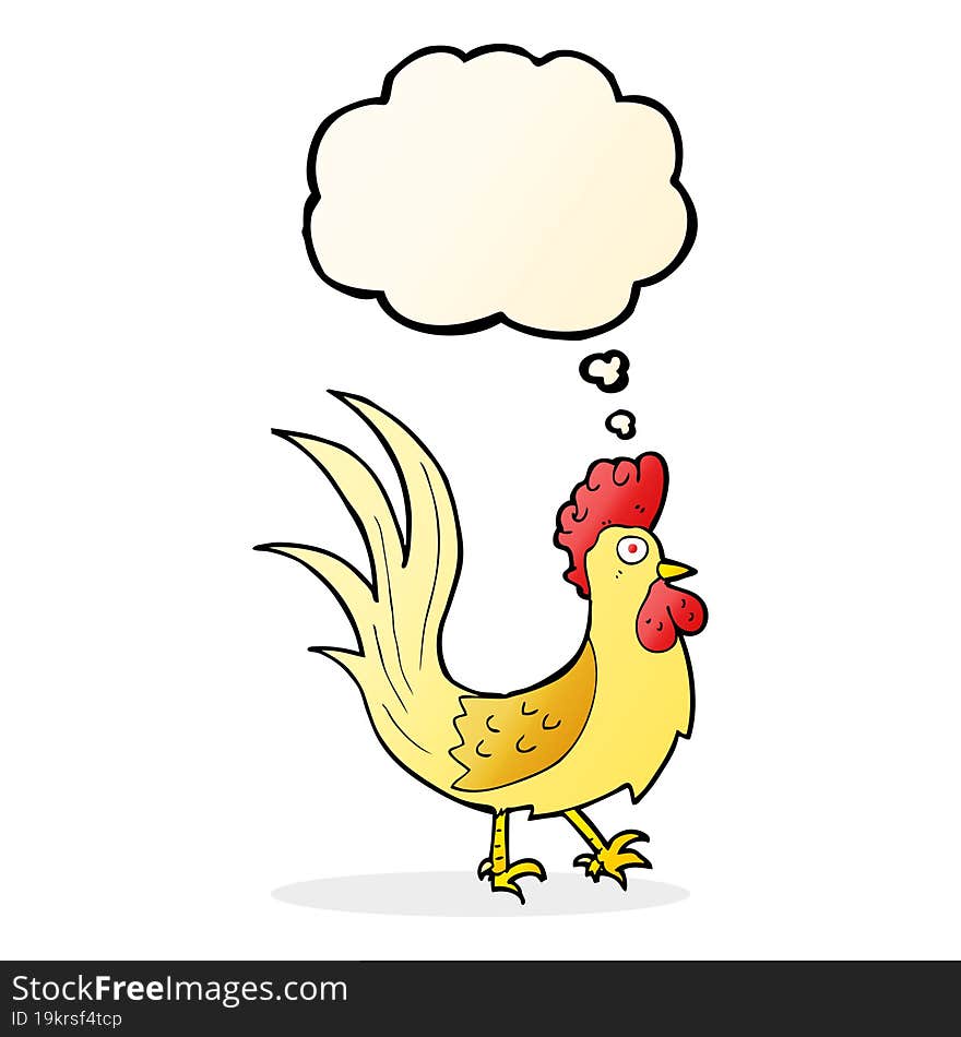 cartoon cockerel with thought bubble