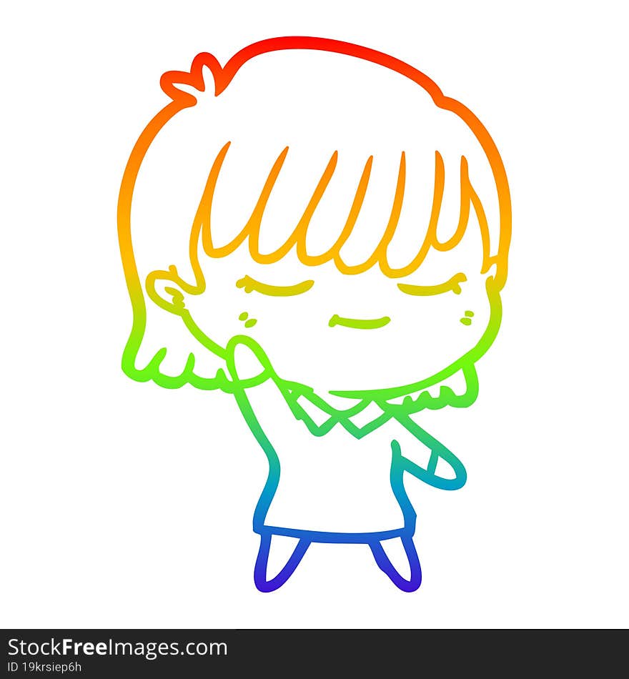 rainbow gradient line drawing of a cartoon woman