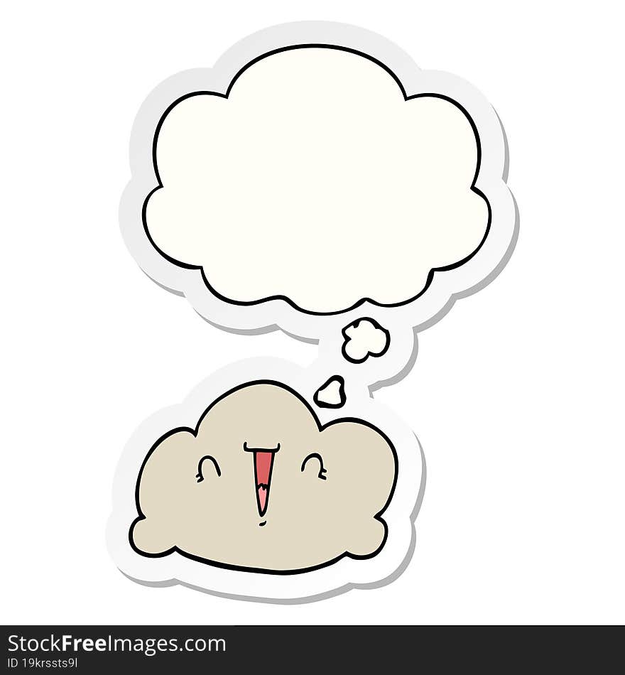 Cartoon Cloud And Thought Bubble As A Printed Sticker