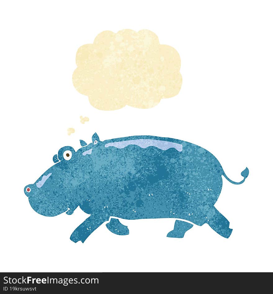 cartoon hippopotamus with thought bubble