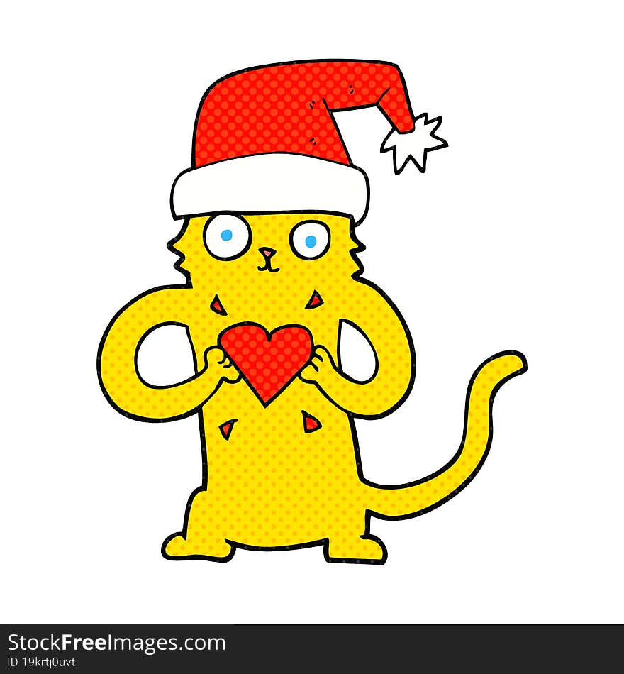 cartoon cat loving christmas