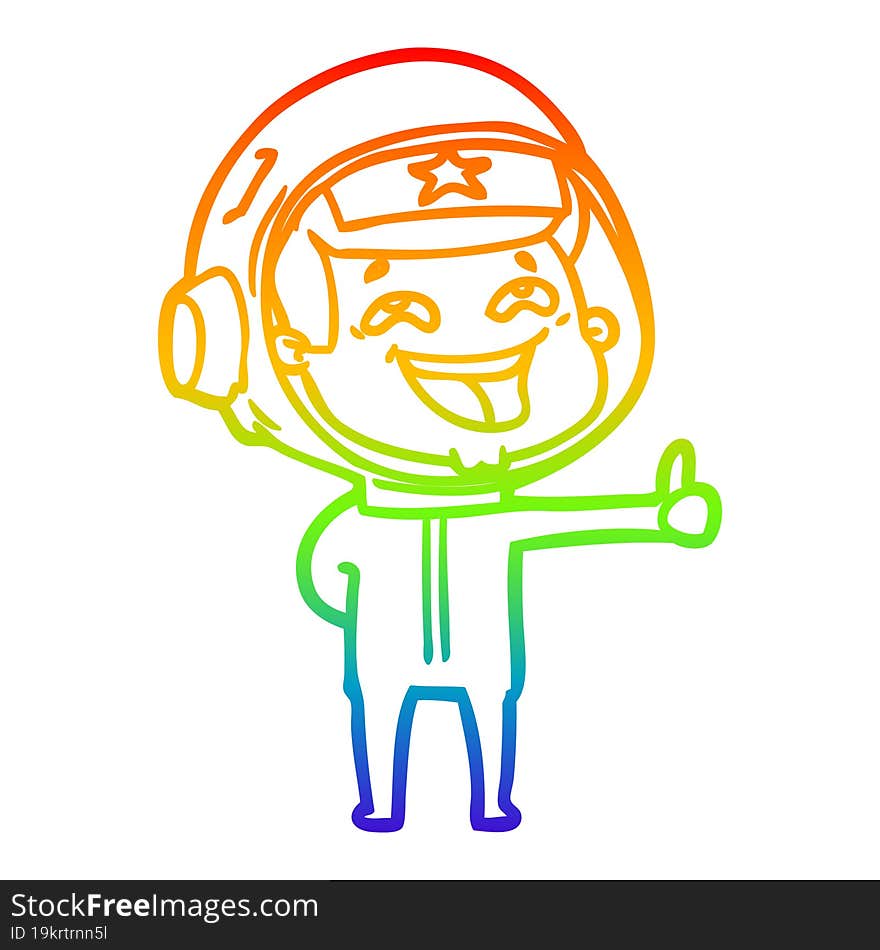 rainbow gradient line drawing cartoon laughing astronaut