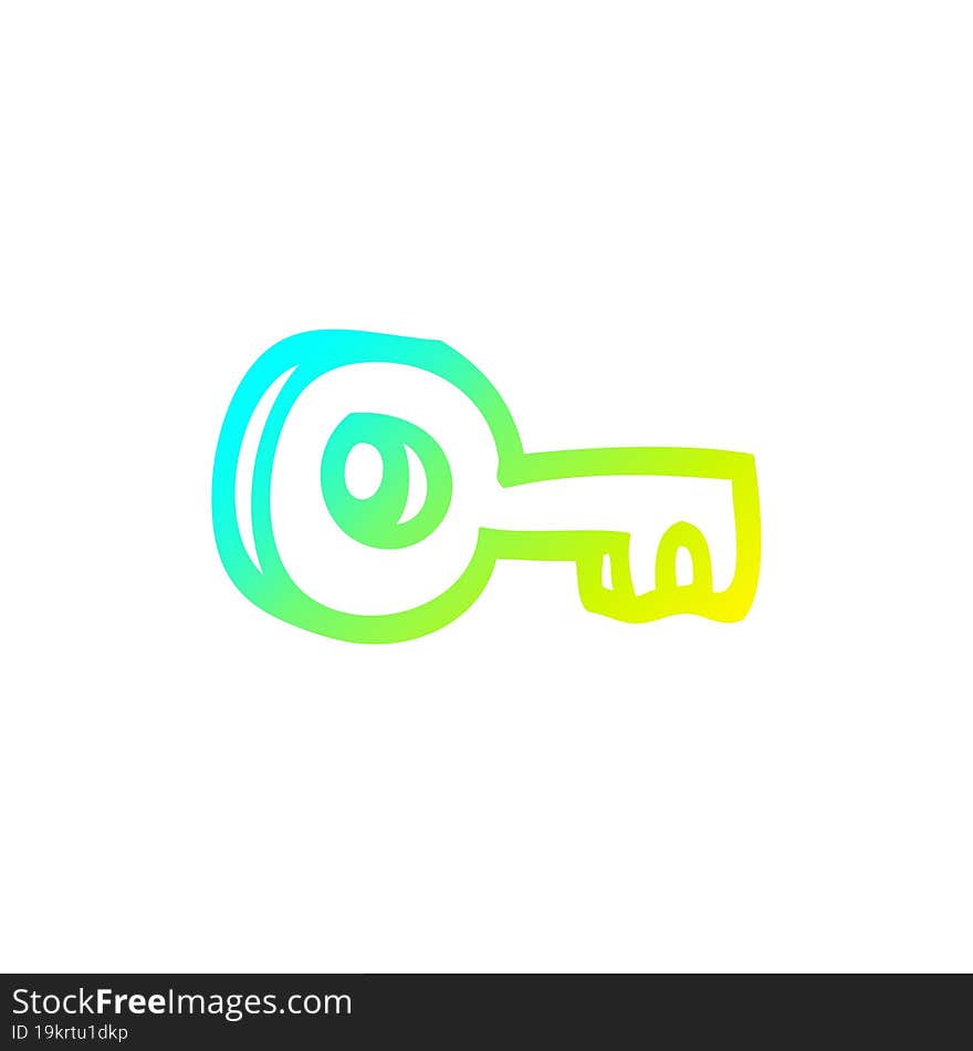 cold gradient line drawing cartoon gold key