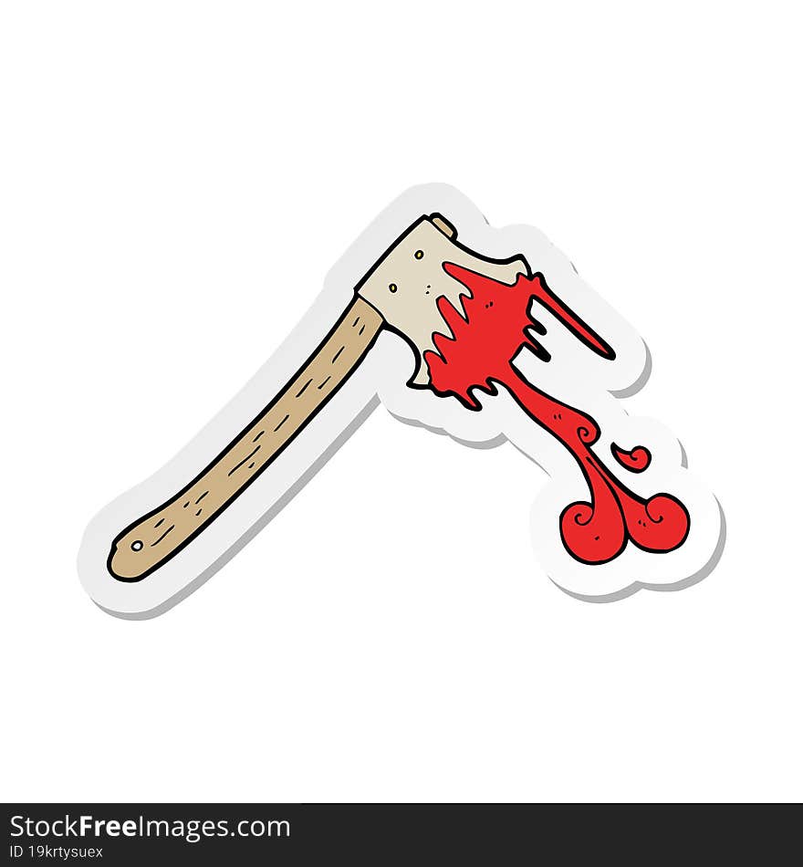 sticker of a cartoon bloody axe