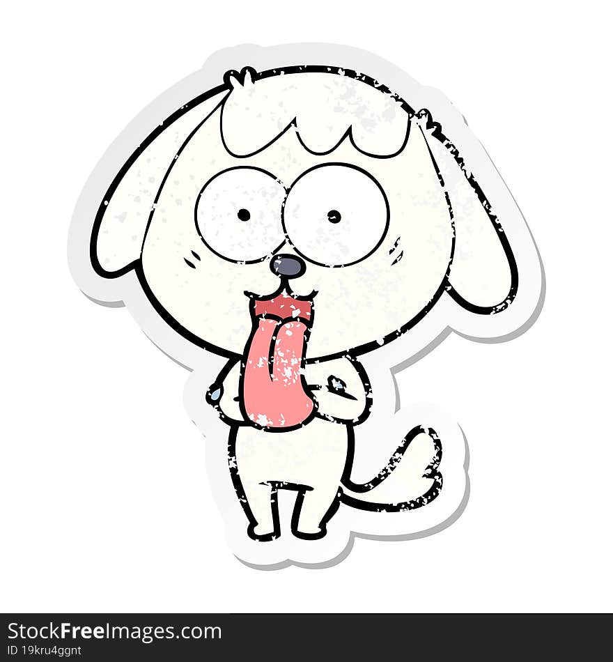 distressed sticker of a cute cartoon dog