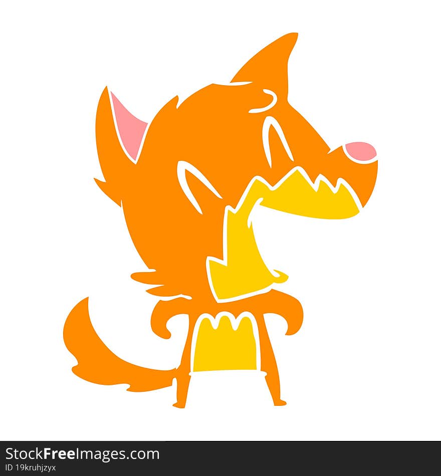 laughing fox flat color style cartoon