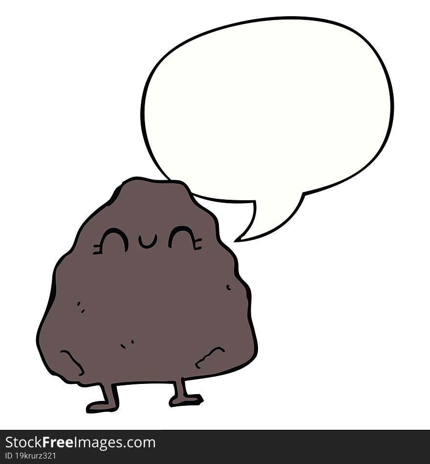 cartoon rock and speech bubble