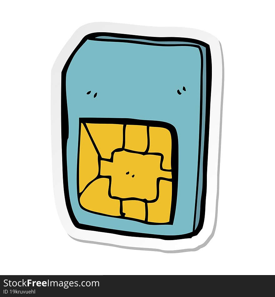 sticker of a cartoon sim card