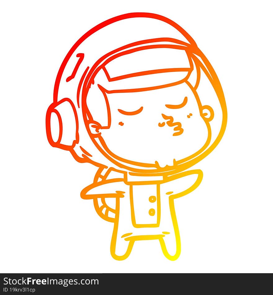 warm gradient line drawing cartoon confident astronaut