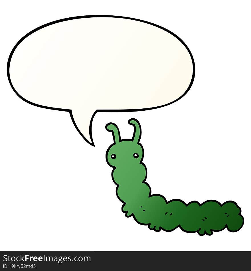 cartoon caterpillar and speech bubble in smooth gradient style