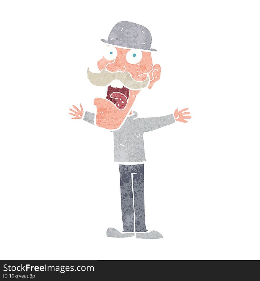 cartoon man wearing bowler hat