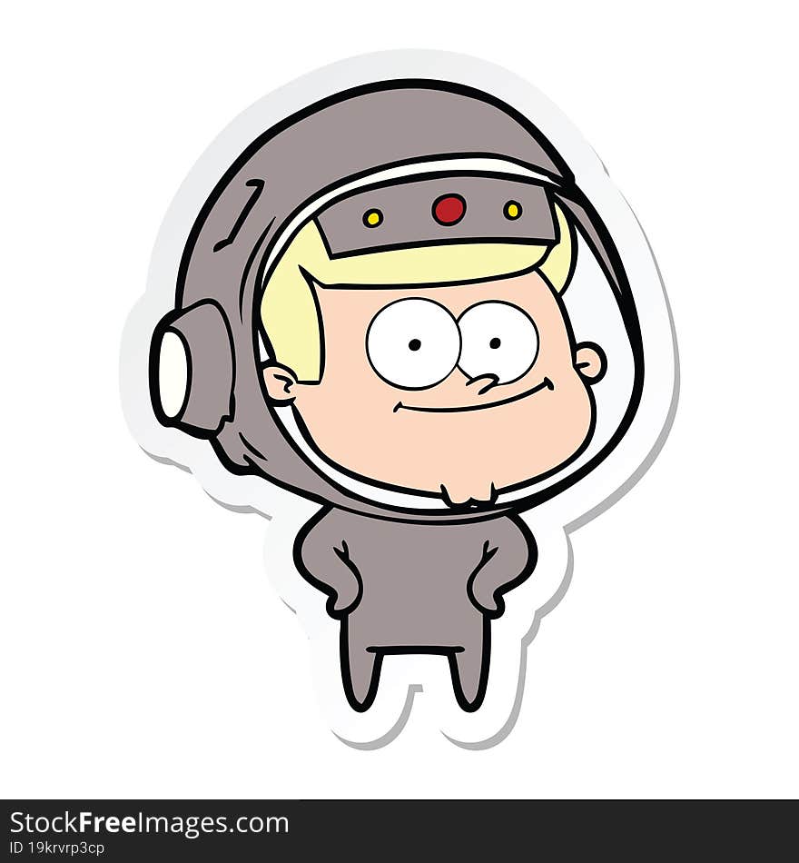 sticker of a happy astronaut cartoon