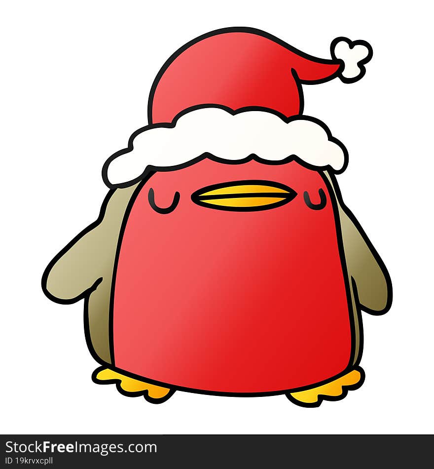 christmas gradient cartoon of a kawaii robin