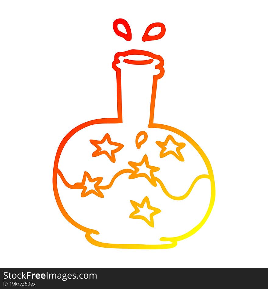 warm gradient line drawing of a cartoon magic potion