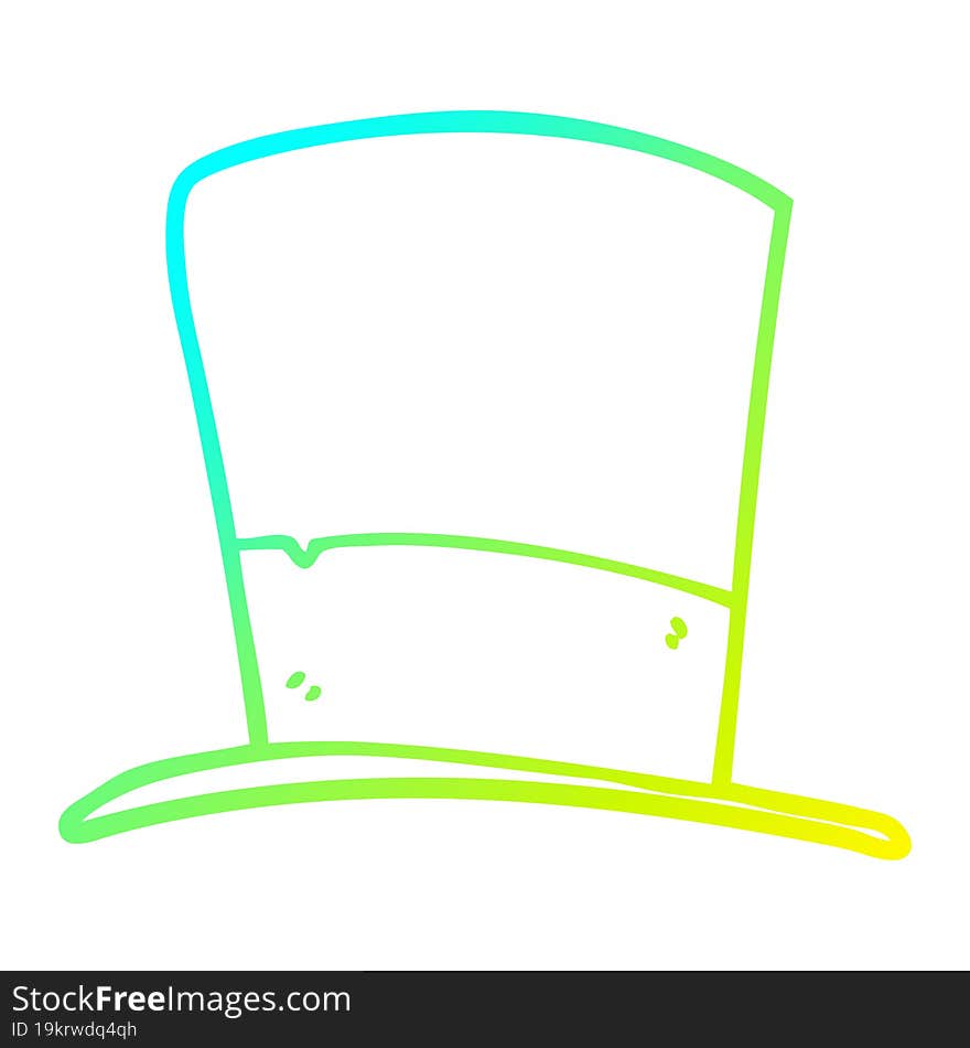 cold gradient line drawing of a cartoon top hat