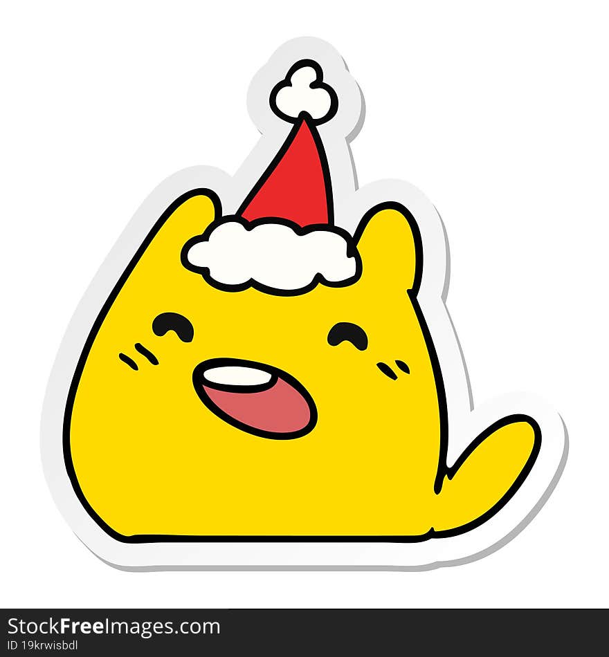 Christmas Sticker Cartoon Of Kawaii Cat