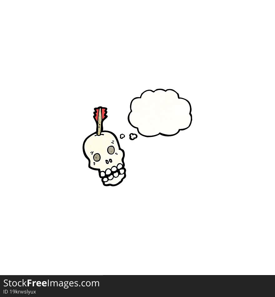 arrow in skull cartoon