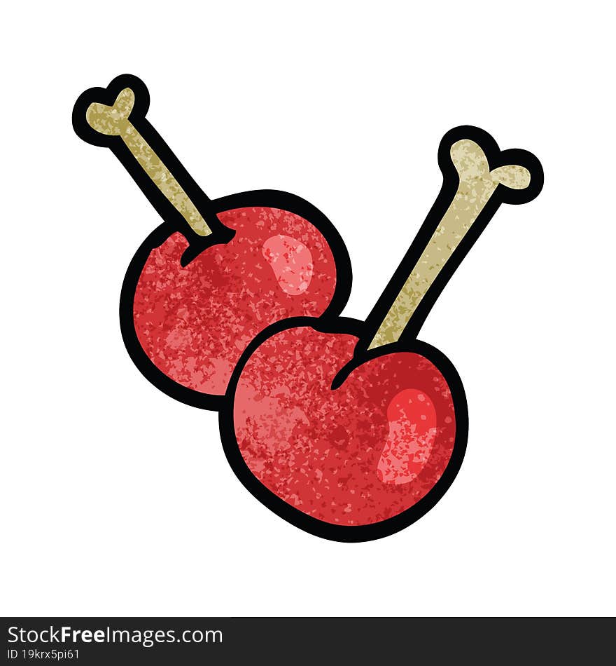 cartoon doodle red cherries