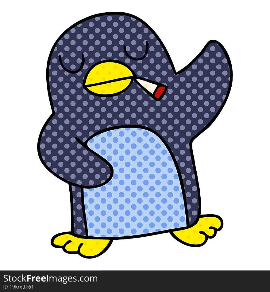 quirky comic book style cartoon penguin