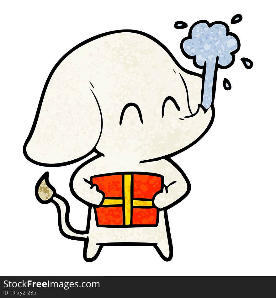 cute cartoon elephant spouting water. cute cartoon elephant spouting water