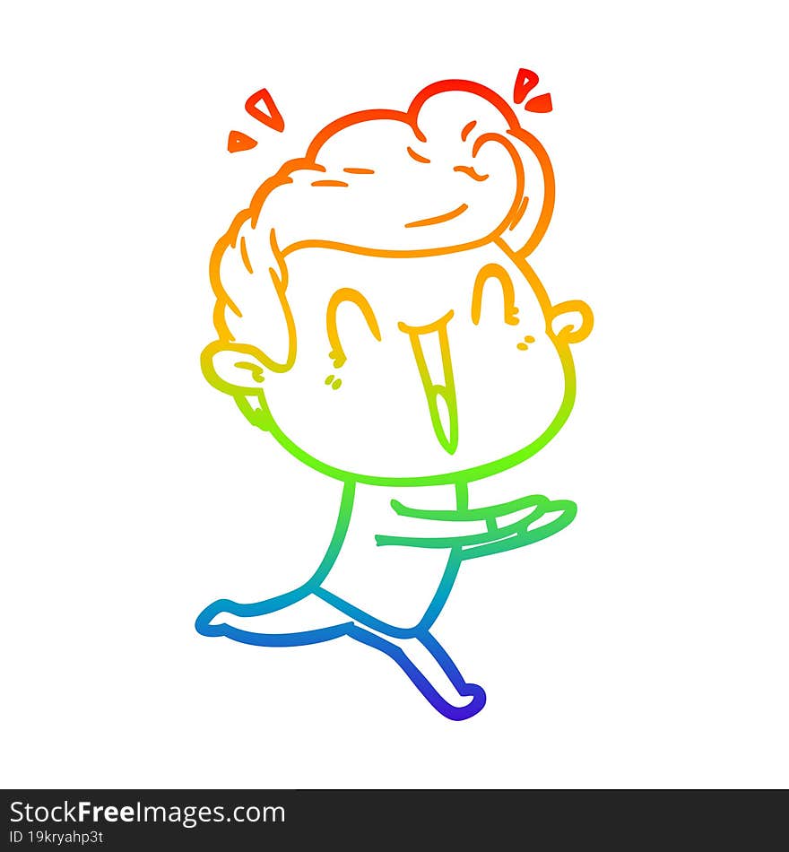 rainbow gradient line drawing of a cartoon excited man