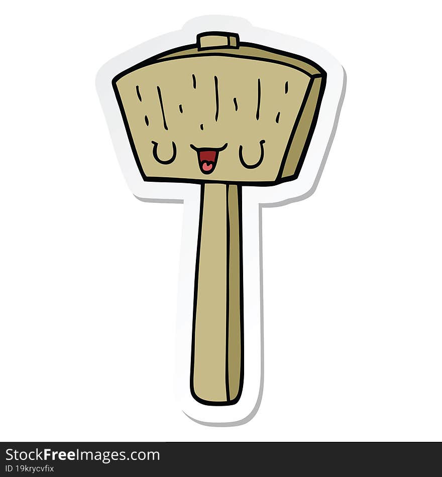 Sticker Of A Cartoon Mallet