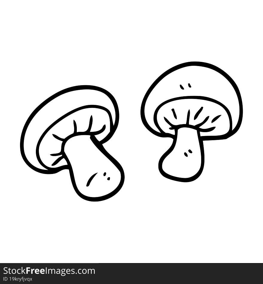 Line Drawing Cartoon Mushrooms