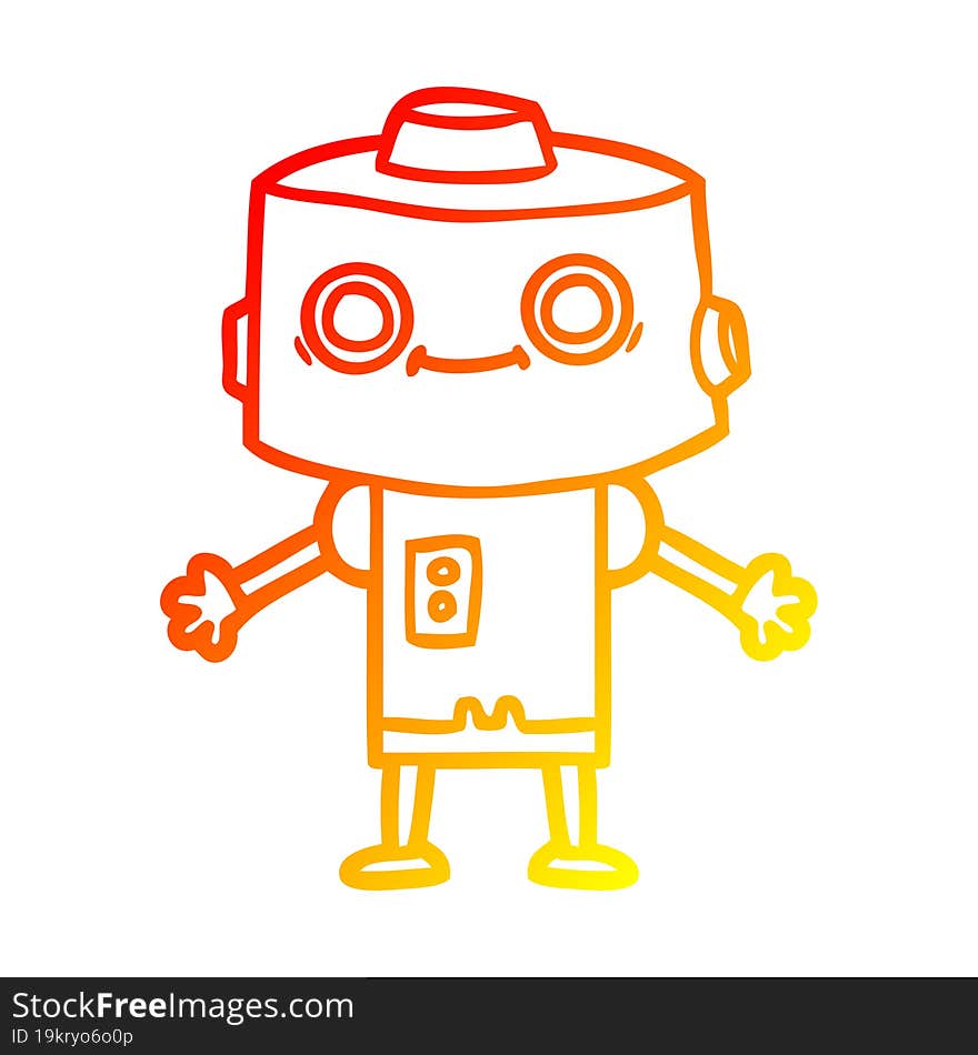 warm gradient line drawing cartoon robot