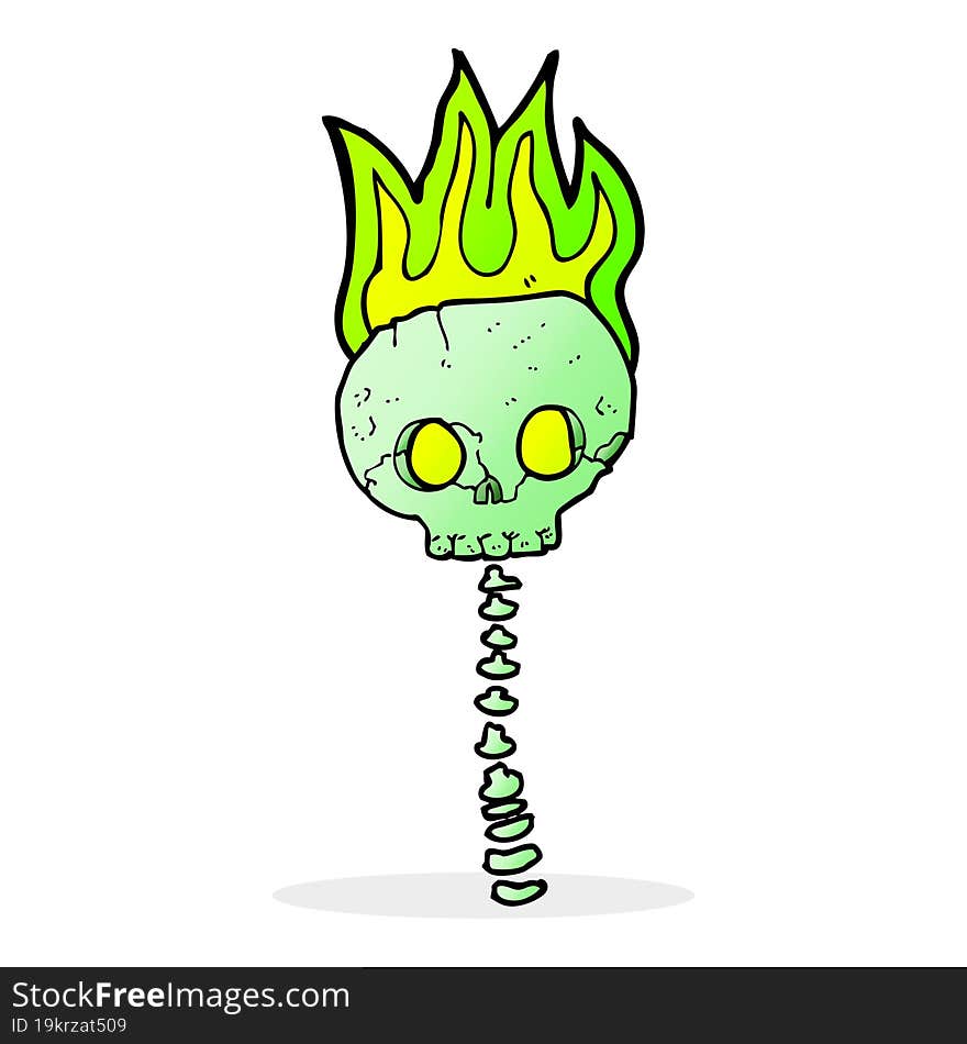 cartoon spooky skull and spine