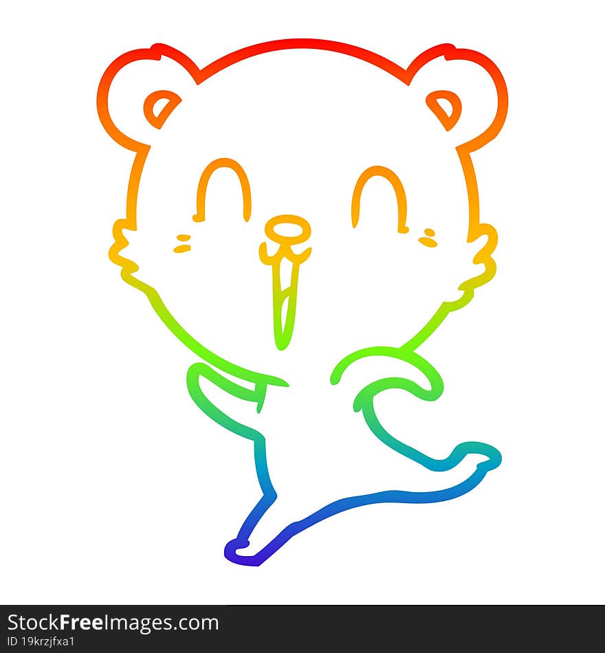 rainbow gradient line drawing happy cartoon polar bear