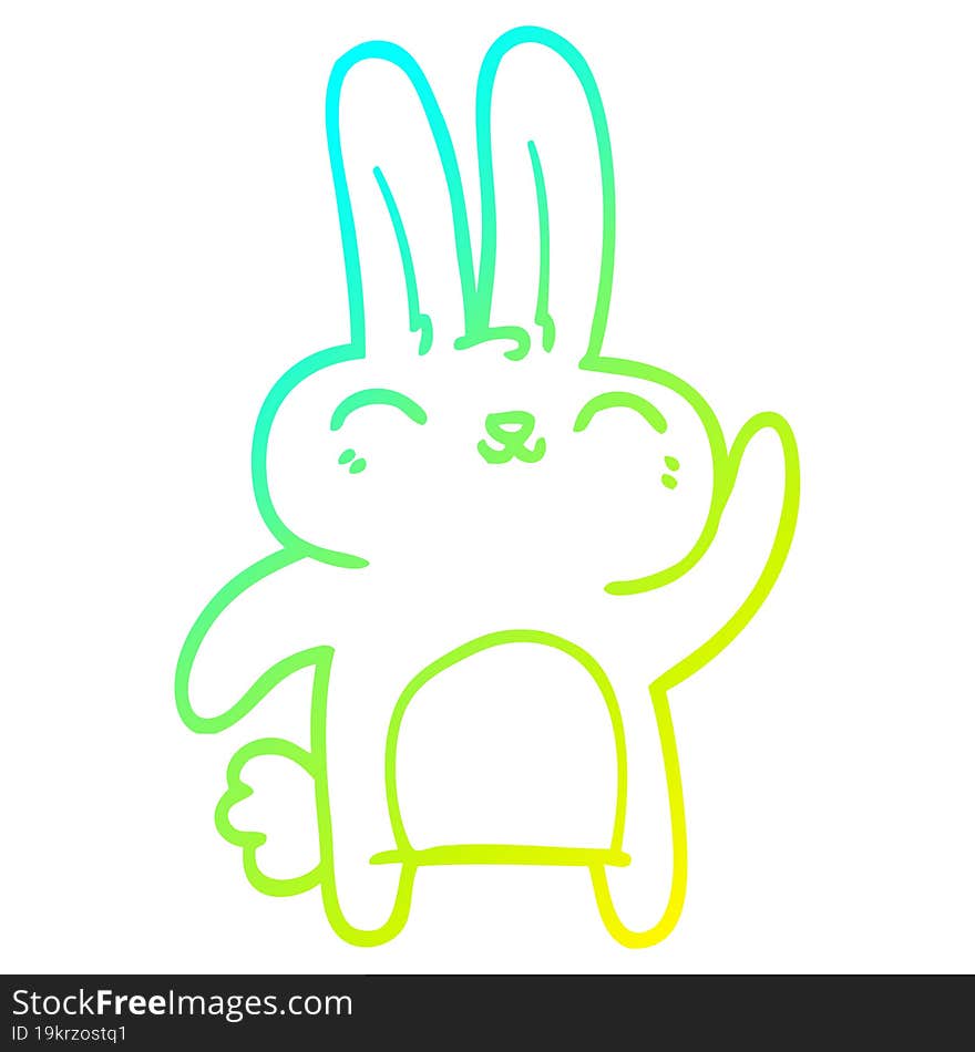 cold gradient line drawing cartoon happy bunny