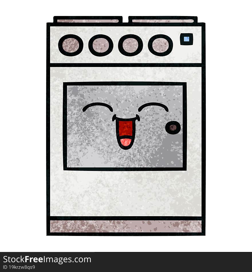 Retro Grunge Texture Cartoon Kitchen Oven