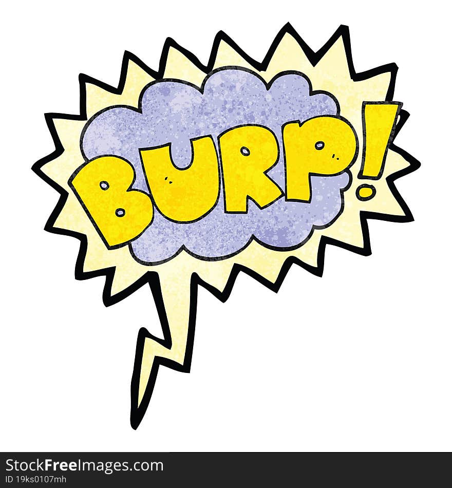 freehand speech bubble textured cartoon burp text