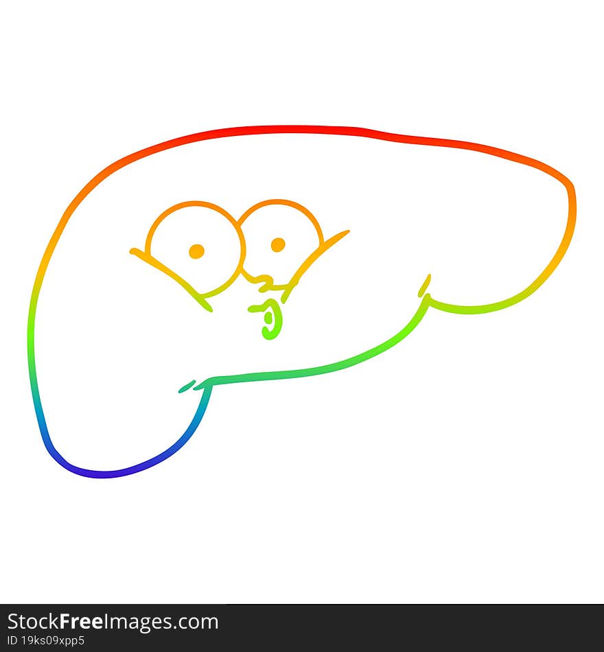 rainbow gradient line drawing cartoon curious liver