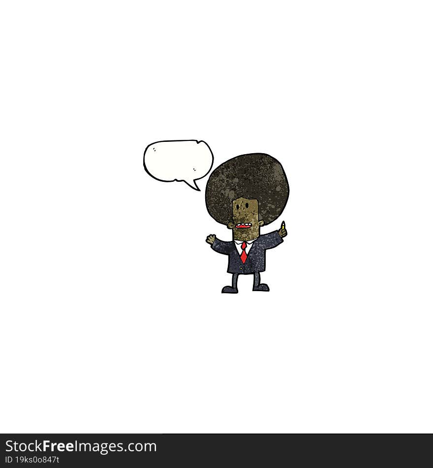 Cartoon Businessman With Big Afro Hair