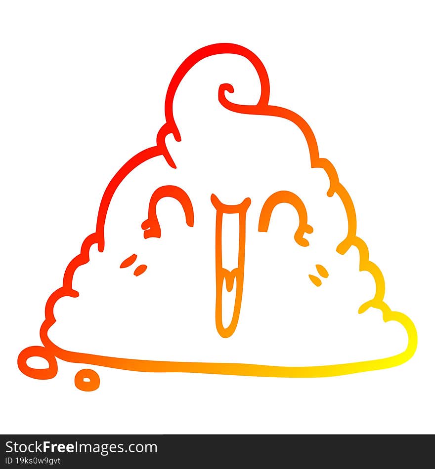 warm gradient line drawing cartoon poop