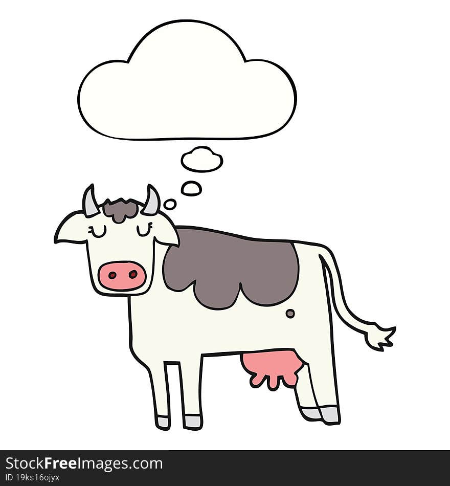 cartoon cow and thought bubble