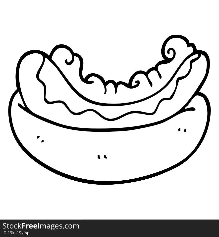 Line Drawing Cartoon Of A Hotdog