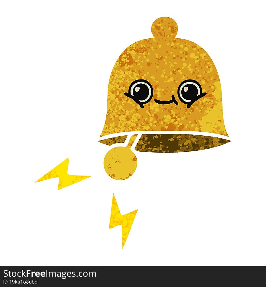 retro illustration style cartoon of a ringing bell