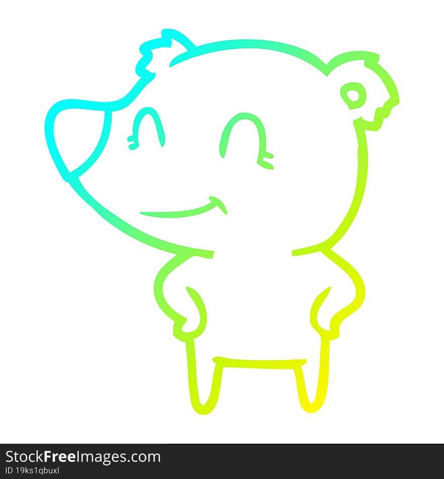 cold gradient line drawing friendly bear with hands on hips