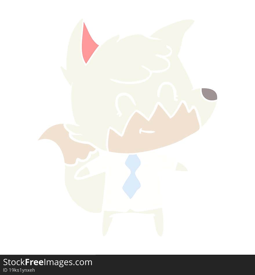 flat color style cartoon happy fox