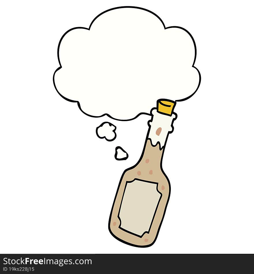 Cartoon Beer Bottle And Thought Bubble