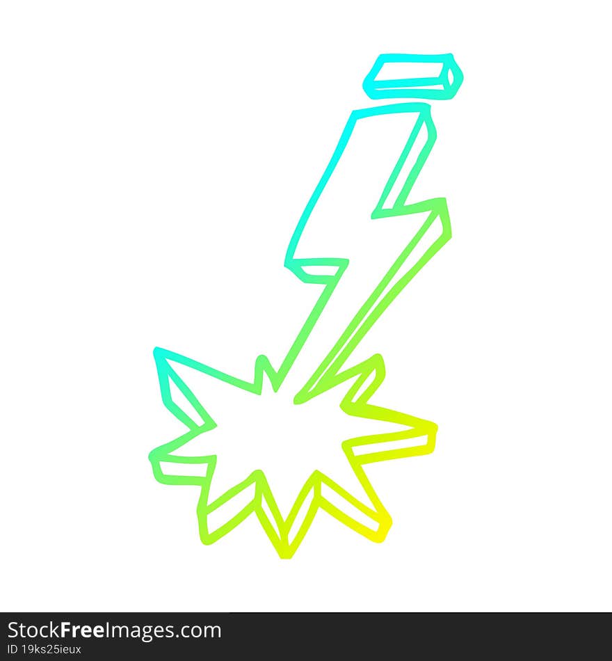 Cold Gradient Line Drawing Cartoon Thunder Bolt