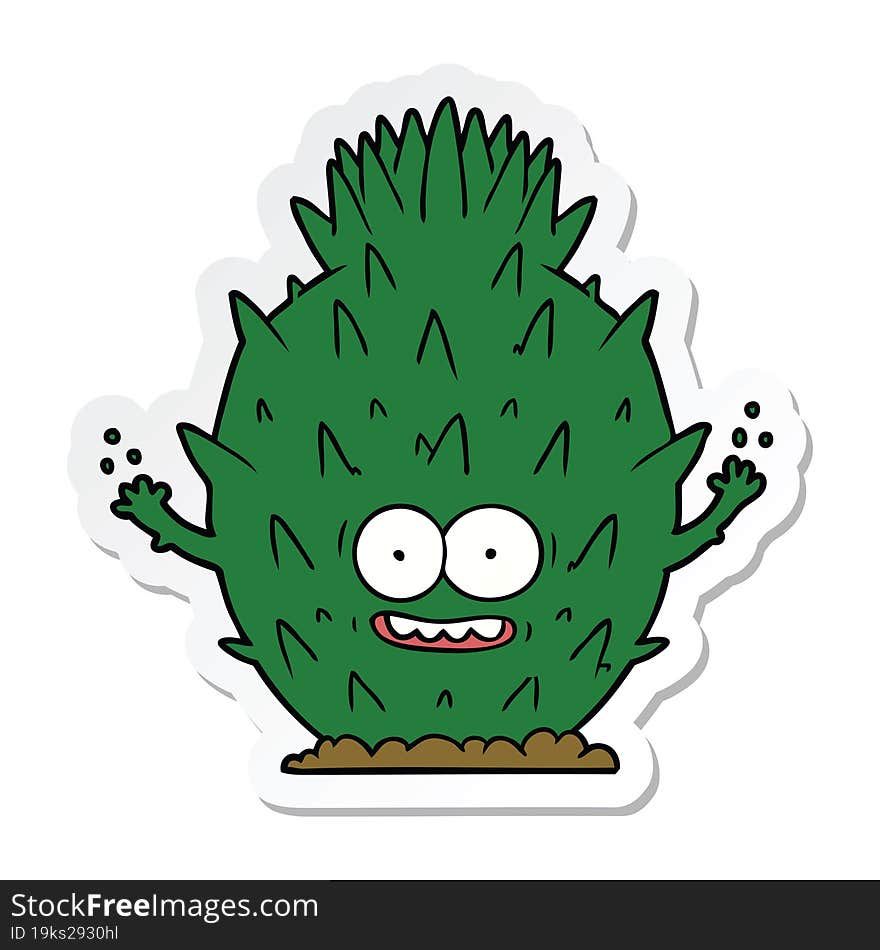 sticker of a cartoon cactus